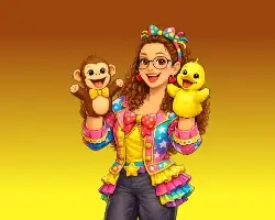 carmen with puppets in vibrant color - Home CharmandHappy.com | Show-Caliber Family Entertainment & Party Shows (Hemet, CA)